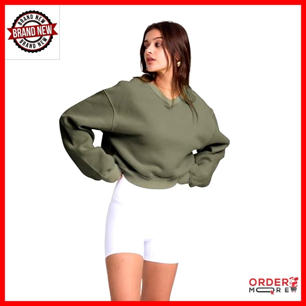 Women's Athletic Hoodie V-Neck Long Sleeve Fleece Sweatshirt Acid Wash - Picture 6 of 7